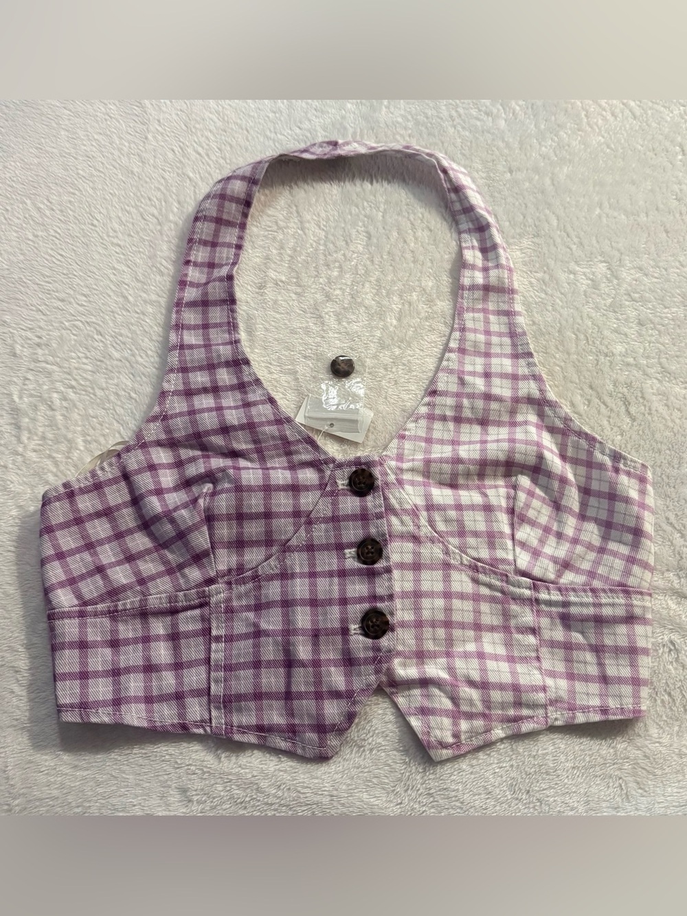 Forever 21 Purple Plaid Halter Crop Top